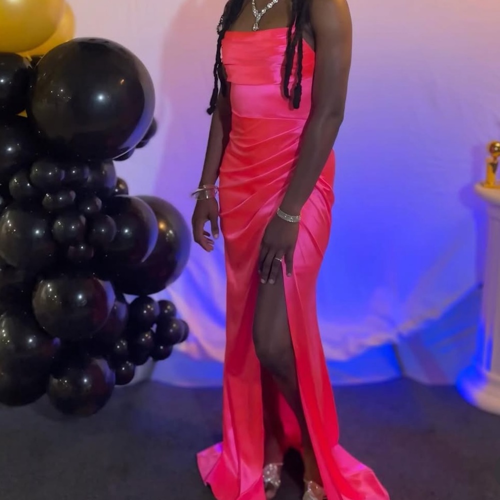 Vibrant Pink Satin Maxi Skirt - Picture 2 of 5